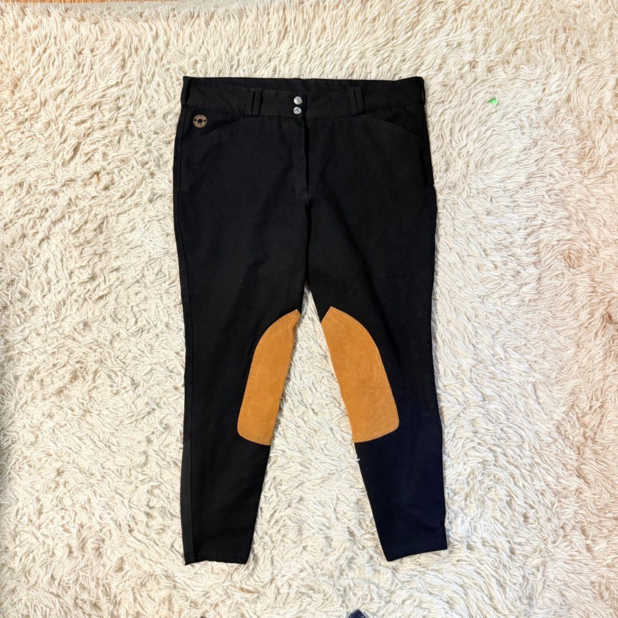 Women’s Size 34 Black Dover Knee Patch Horseback Riding Breeches. Good Condition