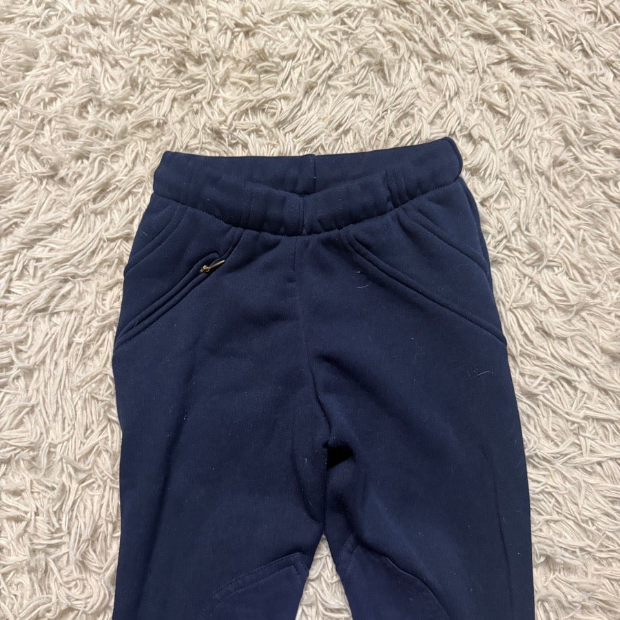 Girl’s Size 8 Navy Tuffrider Winter Knee Patch Horseback Riding Tights Breeches