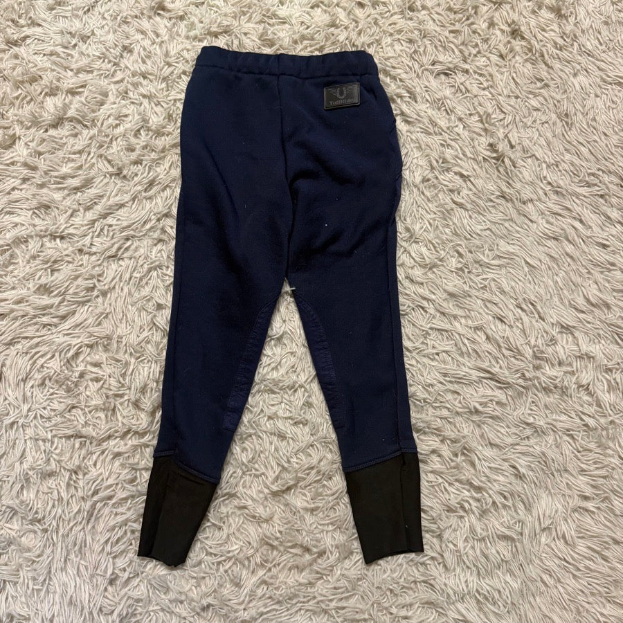 Girl’s Size 8 Navy Tuffrider Winter Knee Patch Horseback Riding Tights Breeches