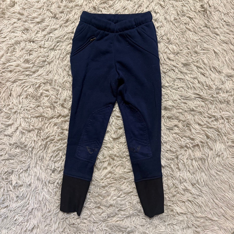 Girl’s Size 8 Navy Tuffrider Winter Knee Patch Horseback Riding Tights Breeches
