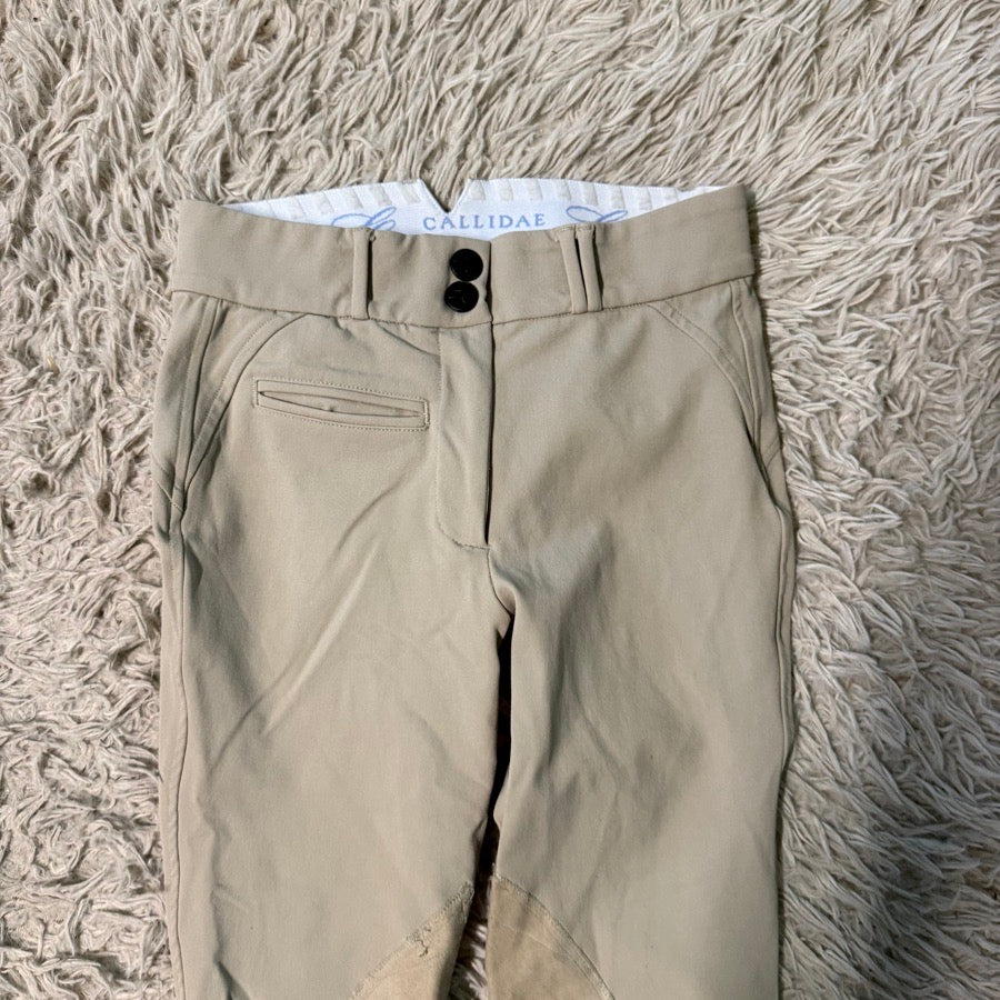 Women’s Size 24 Tan Callidae Knee Patch Horseback Riding Breeches.