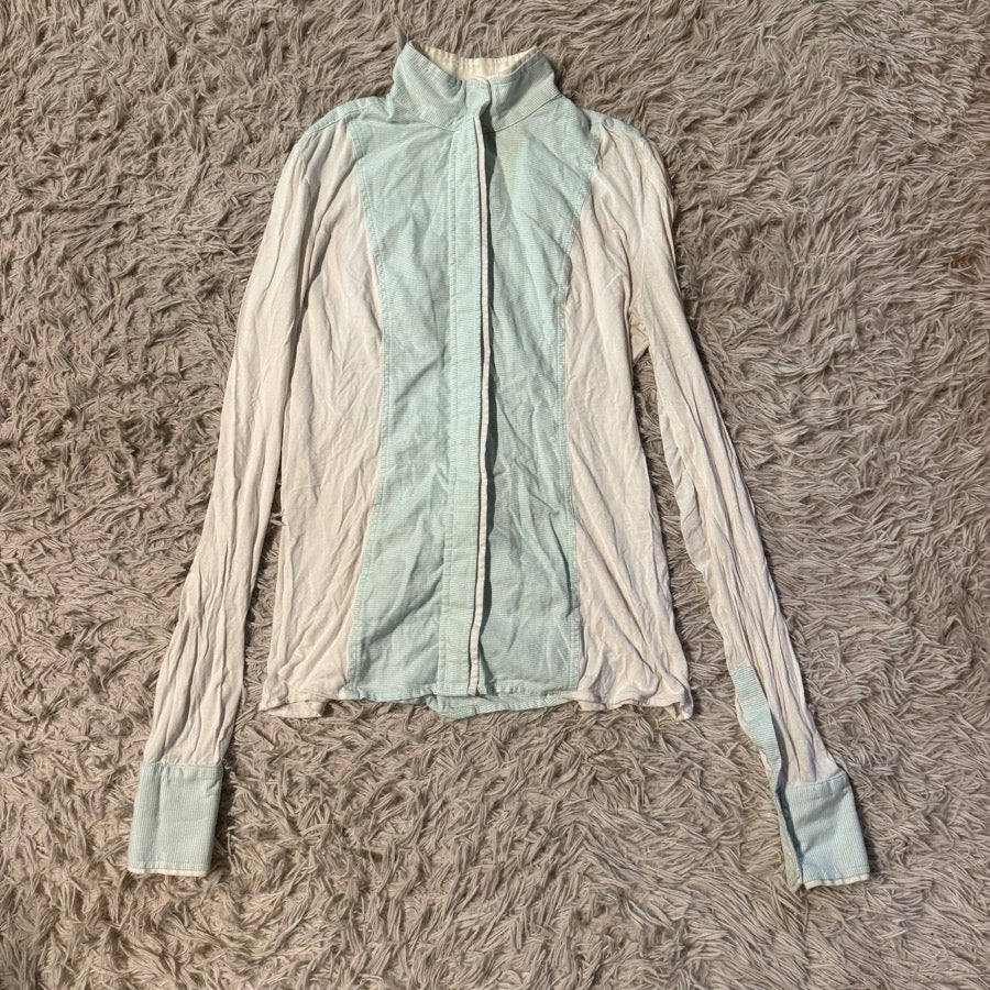 Other Women’s Large White/Green Le Fash Long Sleeve Horseback Riding Show Shirt