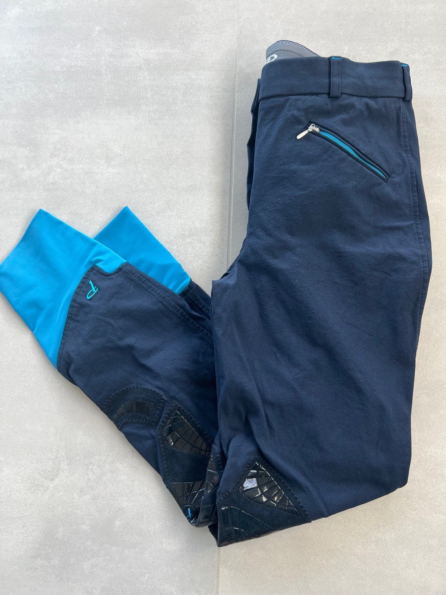 BUNDLE of 2 knee patch breeches size 28 blue Dover Saddlery & Shires Performance