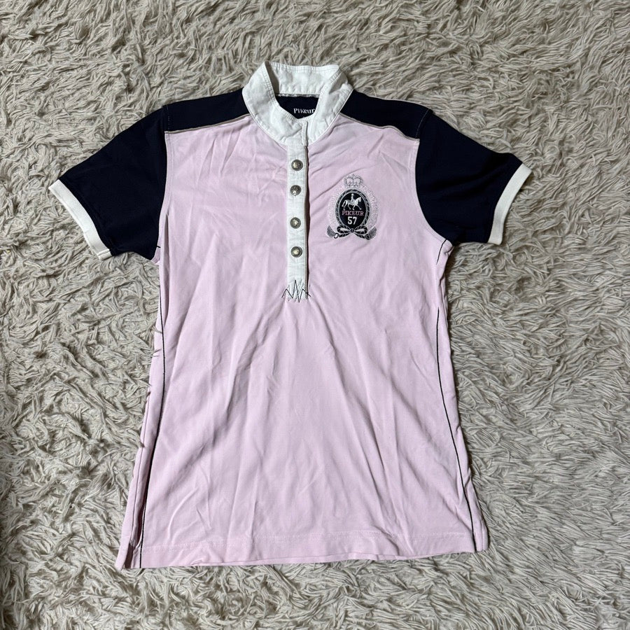 PIKEUR Women’s Size 36 Pink Pikeur Short Sleeve Horseback Riding Show Shirt. Good Cond.