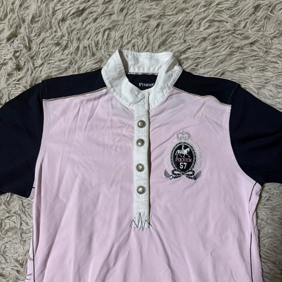 PIKEUR Women’s Size 36 Pink Pikeur Short Sleeve Horseback Riding Show Shirt. Good Cond. (2)