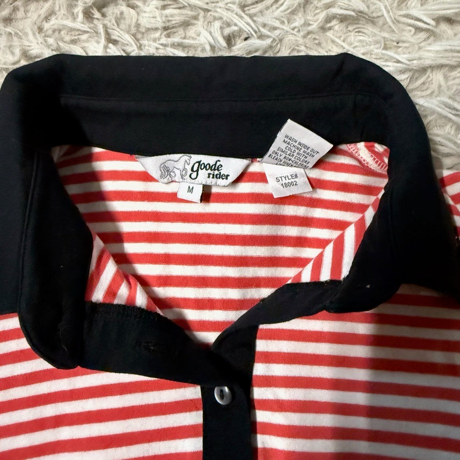 GOODE RIDER Women’s Medium Red Striped Goode Rider Short Sleeve Horseback Riding Polo Shirt (3)