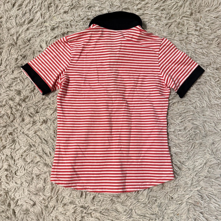 GOODE RIDER Women’s Medium Red Striped Goode Rider Short Sleeve Horseback Riding Polo Shirt (4)