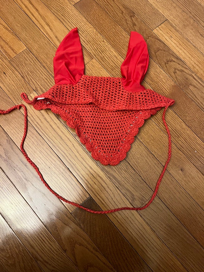 New red horse ear bonnet