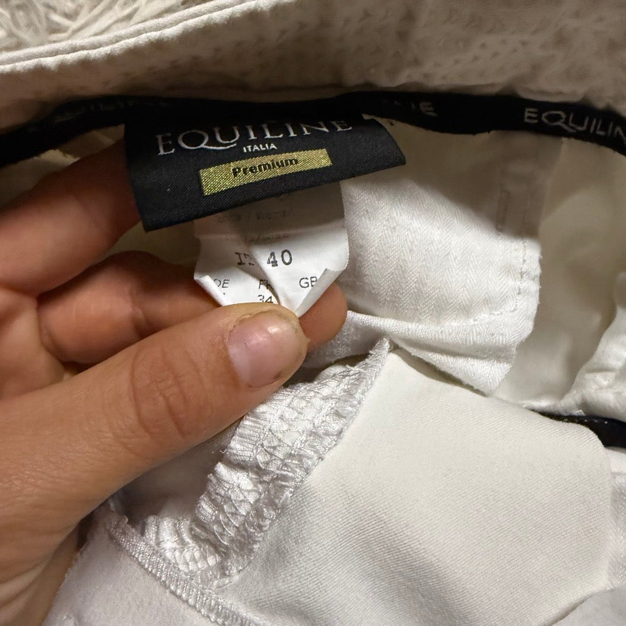 EQUILINE Women’s Size IT40 White Equiline Knee Patch Horseback Riding Breeches (8)