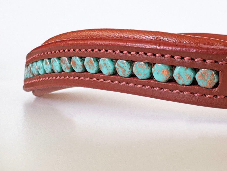Turquoise Beaded Chestnut Browband