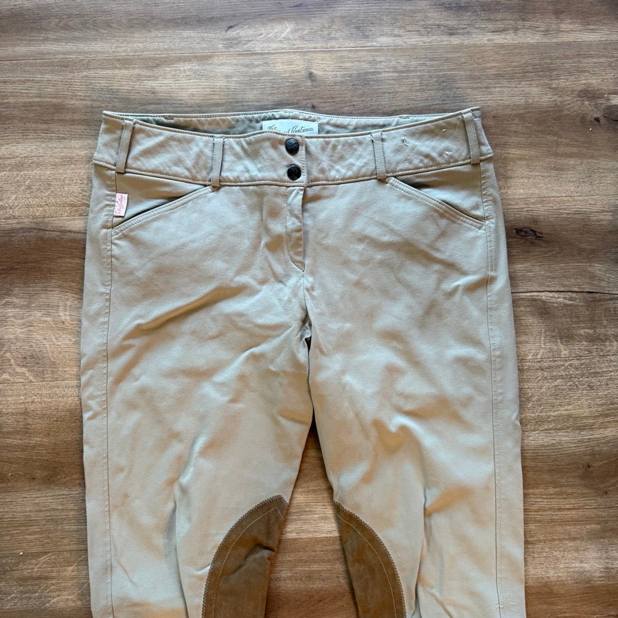 Women’s Tan Tailored Sportsman Knee Patch Horseback Riding Breeches. Good Cond.