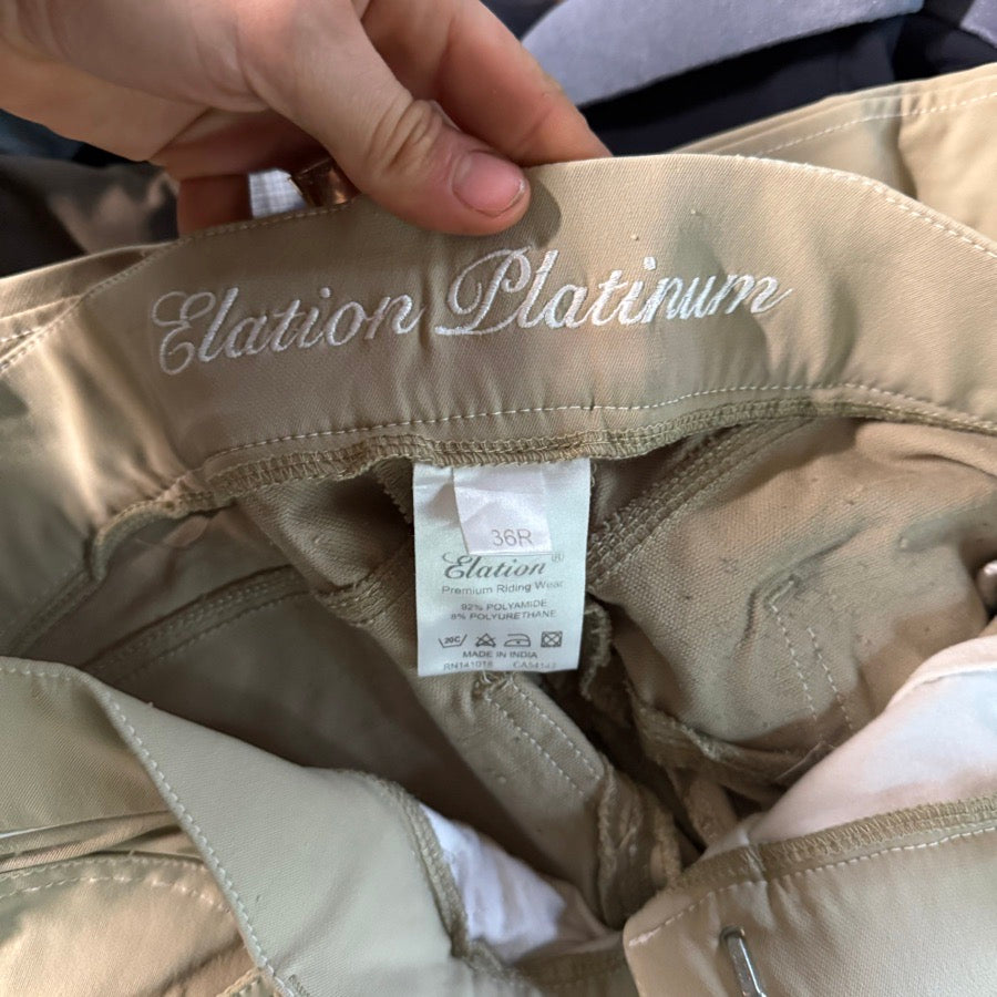 Women’s Size 36 Tan Elation Knee Patch Horseback Riding Breeches. Good Condition