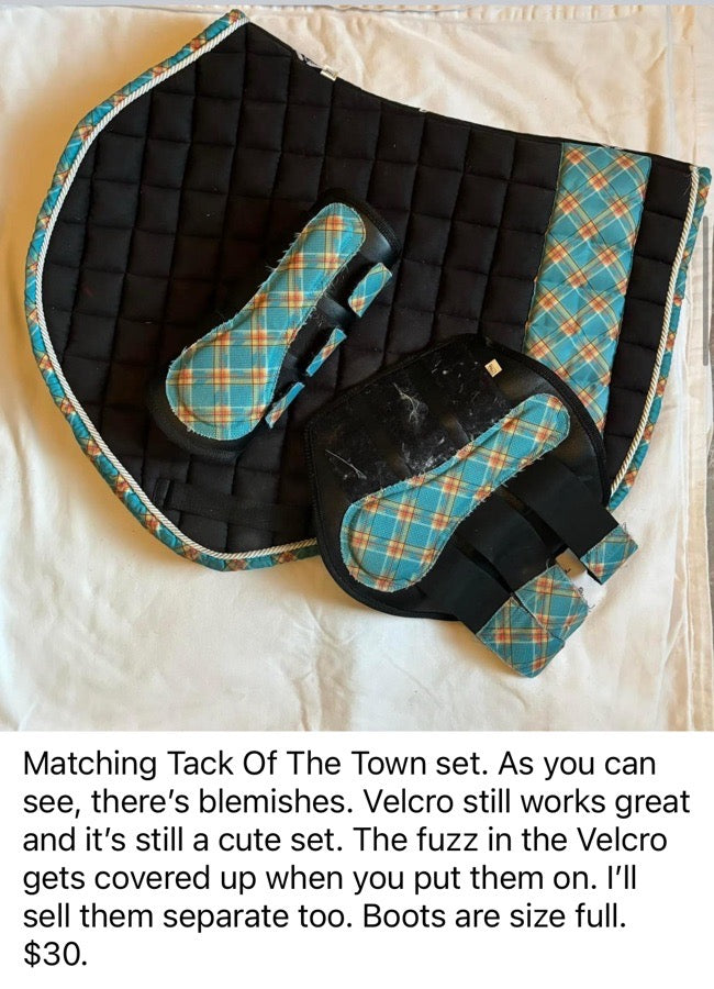 Tack of the town saddle pad and boots set