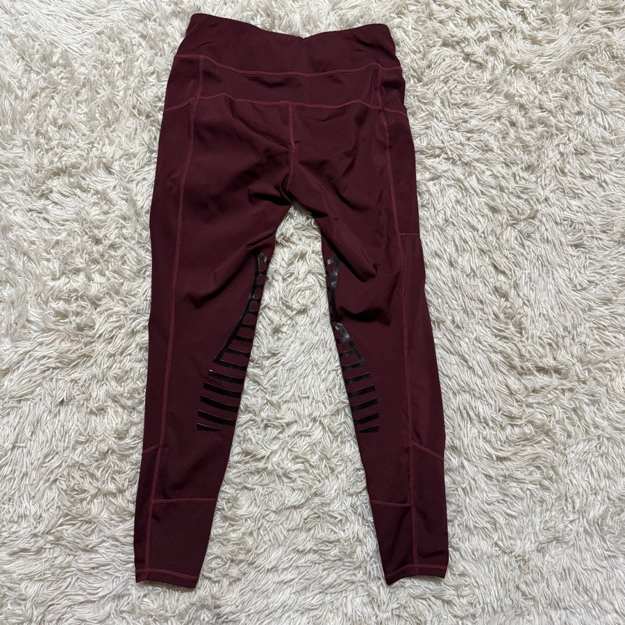 Women’s Medium Burgundy Knee Patch Horseback Riding Tights Breeches. Good Cond.
