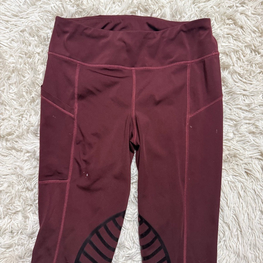 Women’s Medium Burgundy Knee Patch Horseback Riding Tights Breeches. Good Cond.