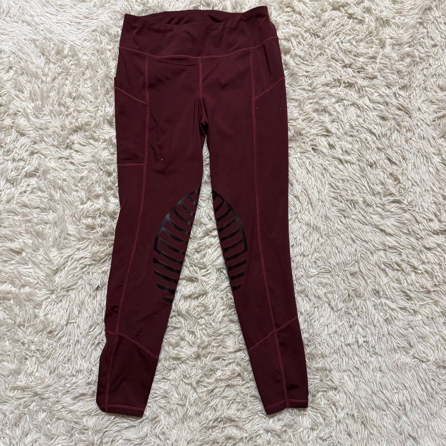 Women’s Medium Burgundy Knee Patch Horseback Riding Tights Breeches. Good Cond.