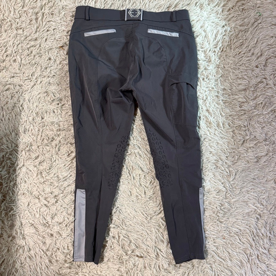 Women’s Size 36 Grey Ethos Equestrian Knee Patch Horseback Riding Breeches