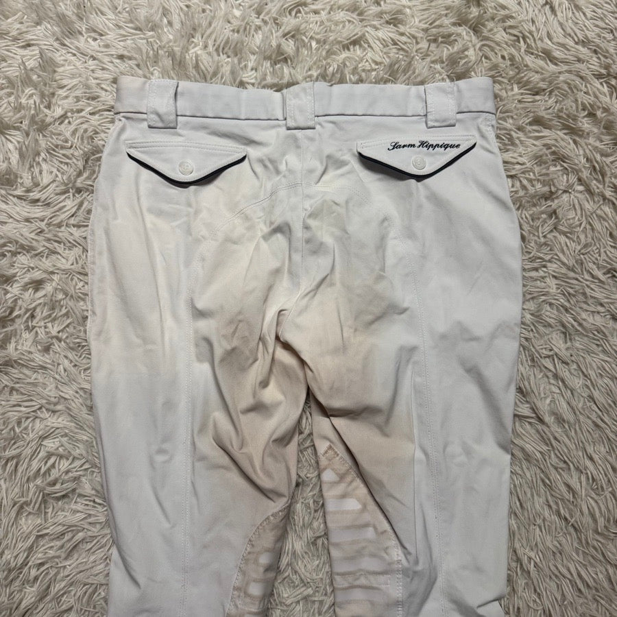 Women’s Size 32 White Sarm Hippique Knee Patch Horseback Riding Breeches