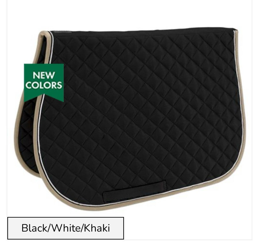 Dover Saddlery Saddle Pad English All Purpose Black with piping quilted tack