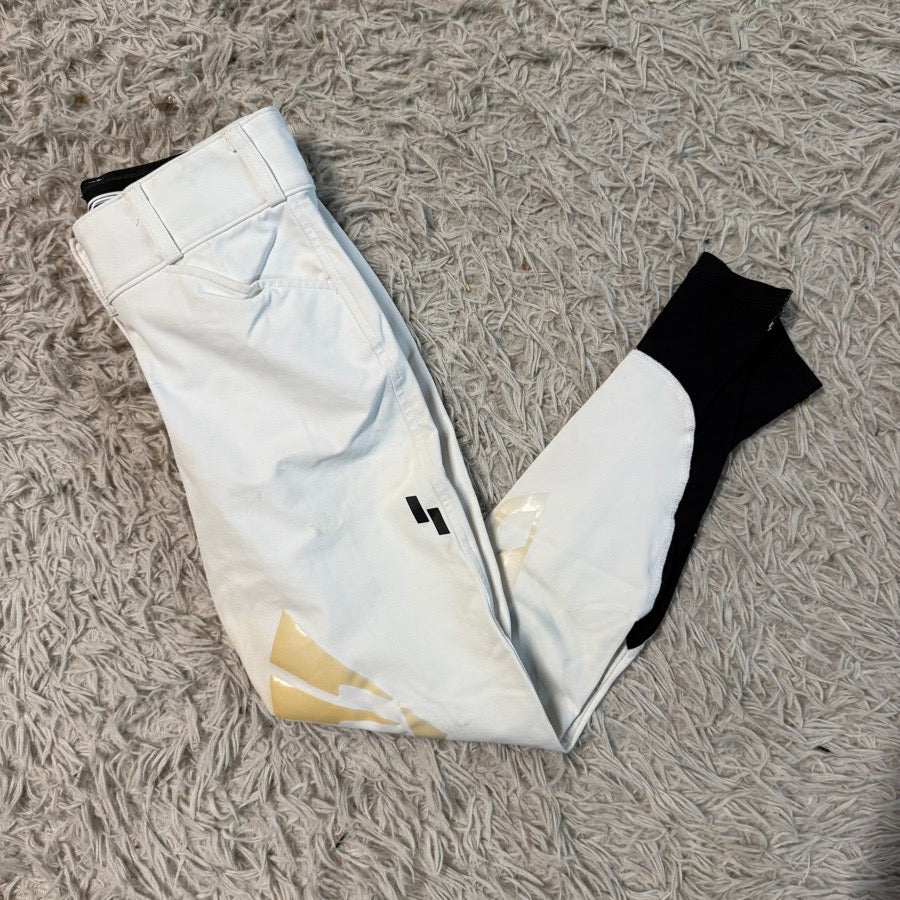 Women’s Size 22 White Struck Knee Patch Horseback Riding Breeches