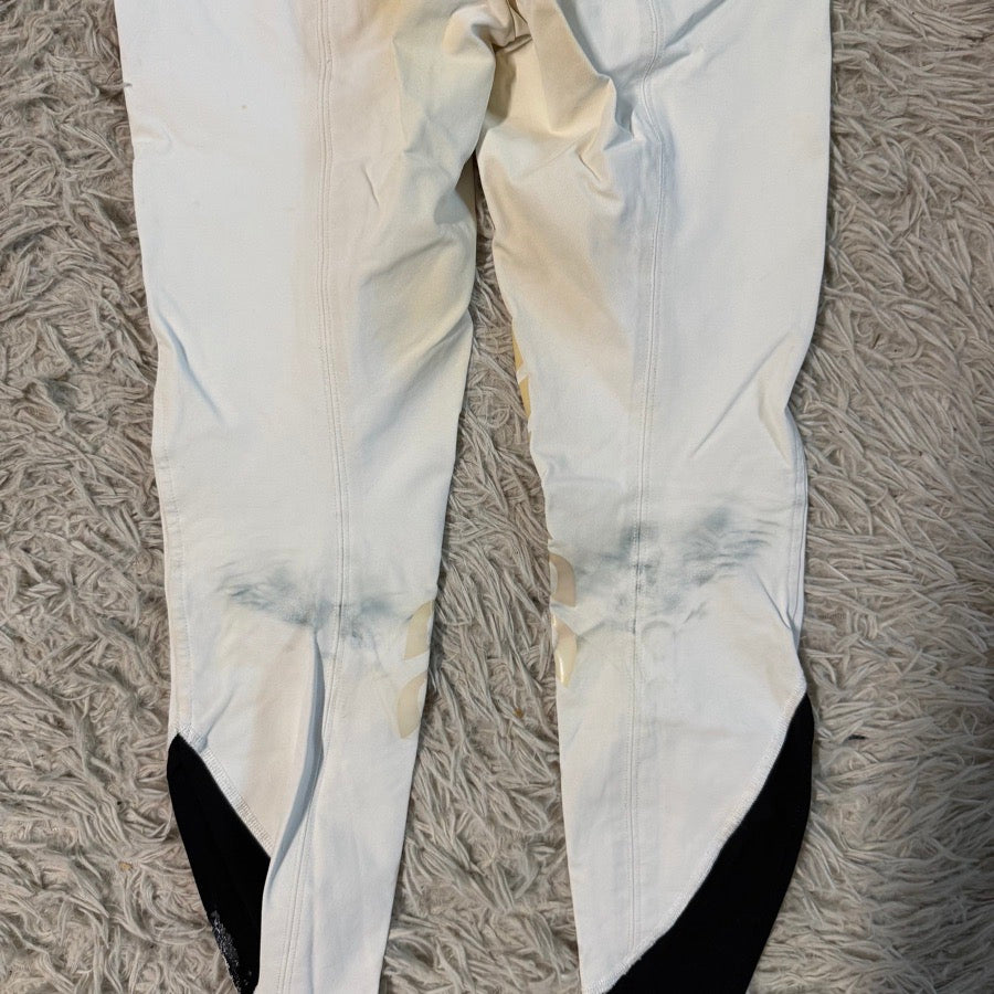 Women’s Size 22 White Struck Knee Patch Horseback Riding Breeches