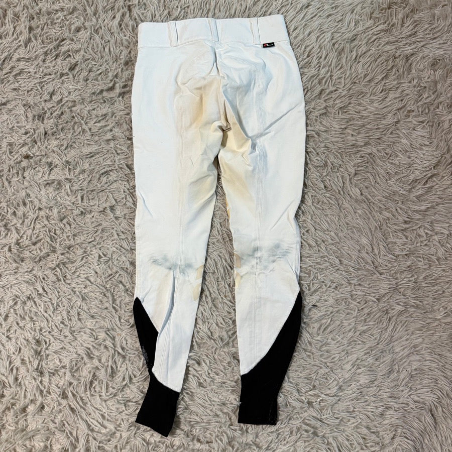 Women’s Size 22 White Struck Knee Patch Horseback Riding Breeches