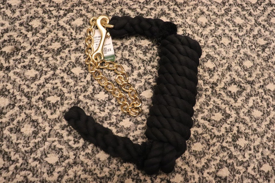 Cotten black Lead Rope, With Chain