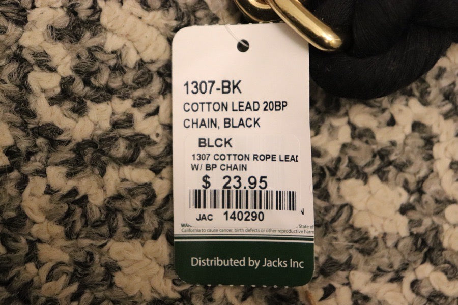 Cotten black Lead Rope, With Chain