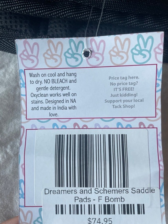 DOVER SADDLERY DREAMERS AND SCHEMERS F-BOMB SADDLE PAD BRAND NEW (5)