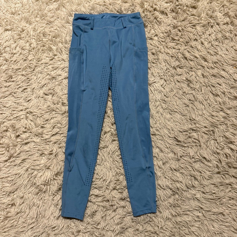 Girl’s Medium Blue Beroy Full Seat Horseback Riding Tights Breeches. Good Cond.