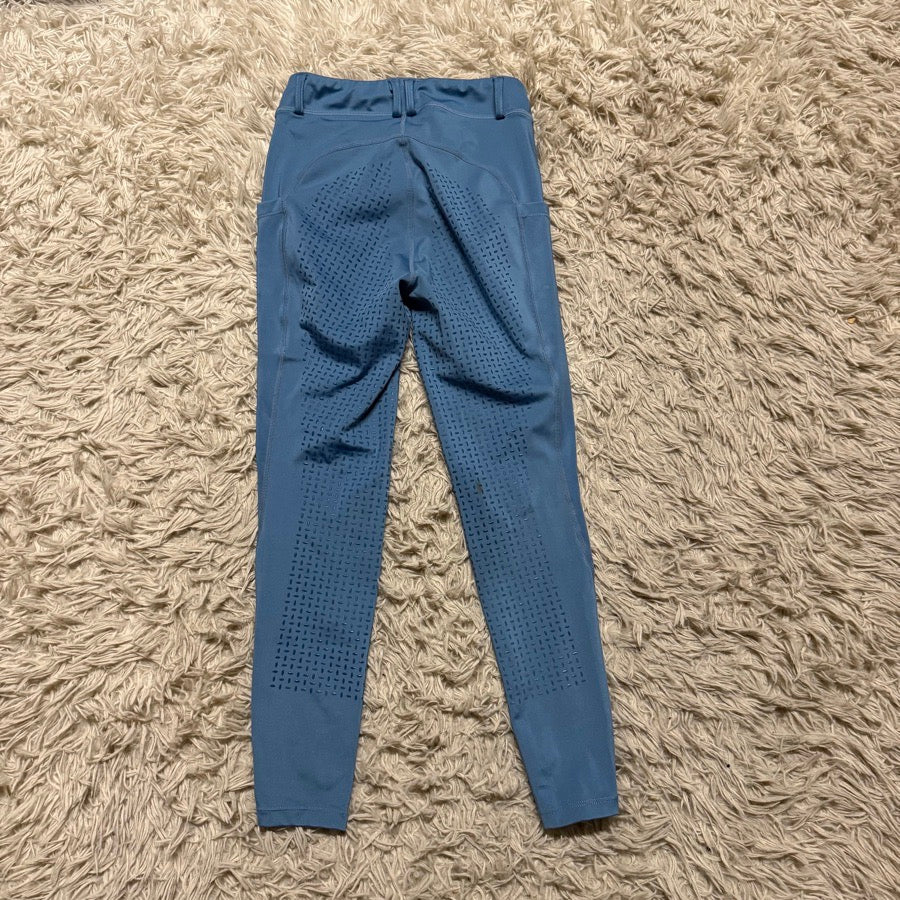 Girl’s Medium Blue Beroy Full Seat Horseback Riding Tights Breeches. Good Cond.