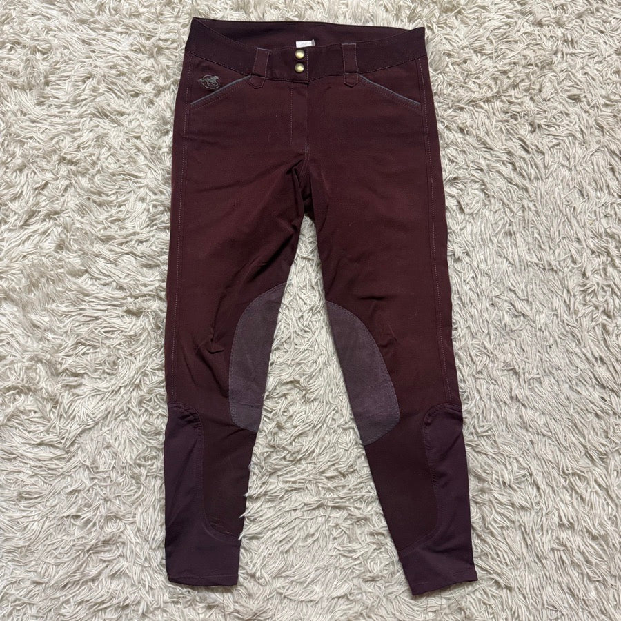 Women’s Size 26 Maroon Smartpak Piper Knee Patch Horseback Riding Breeches