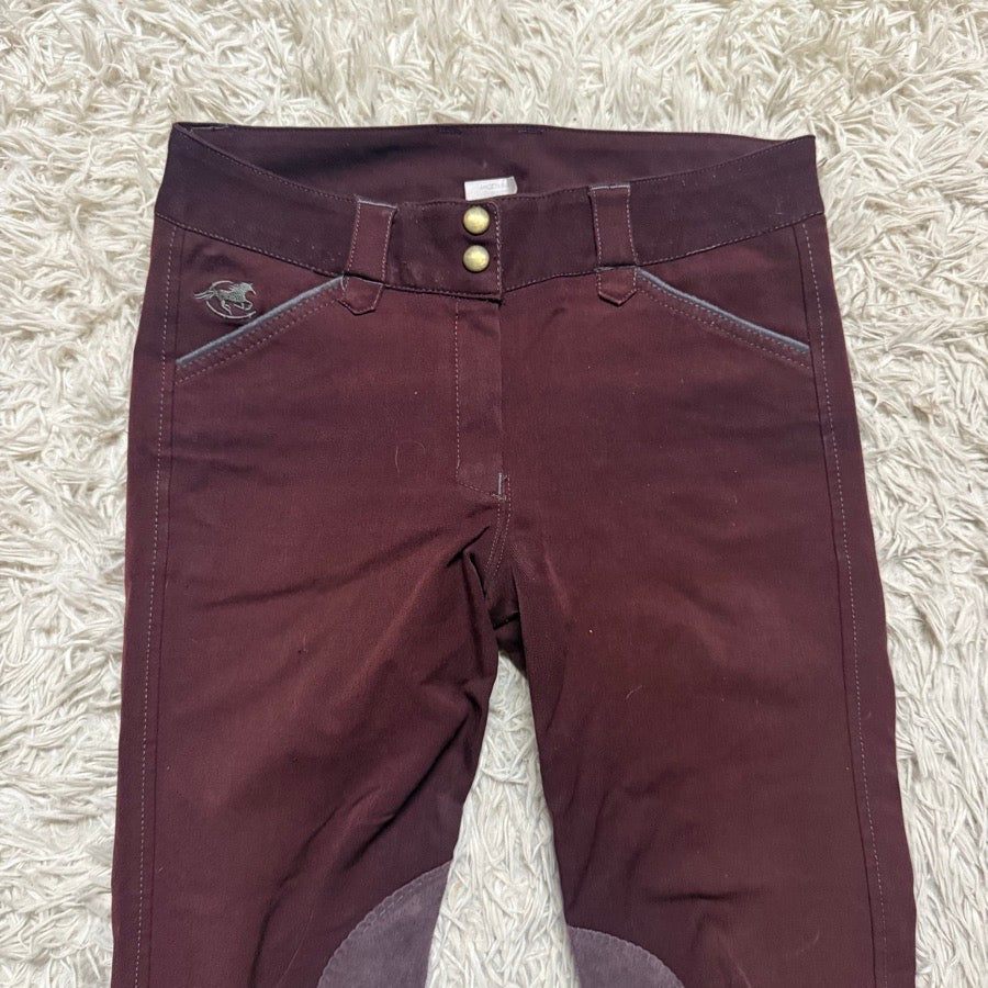 Women’s Size 26 Maroon Smartpak Piper Knee Patch Horseback Riding Breeches