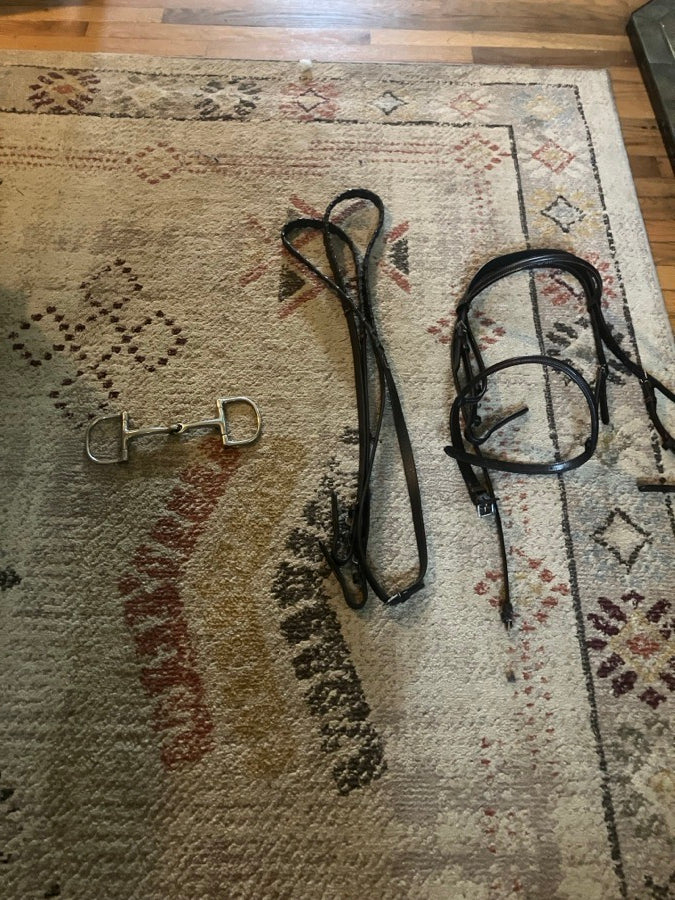 Other Plymouth bridle plus reins and bit,bridle size cob bit size 5 bridle+reins brown