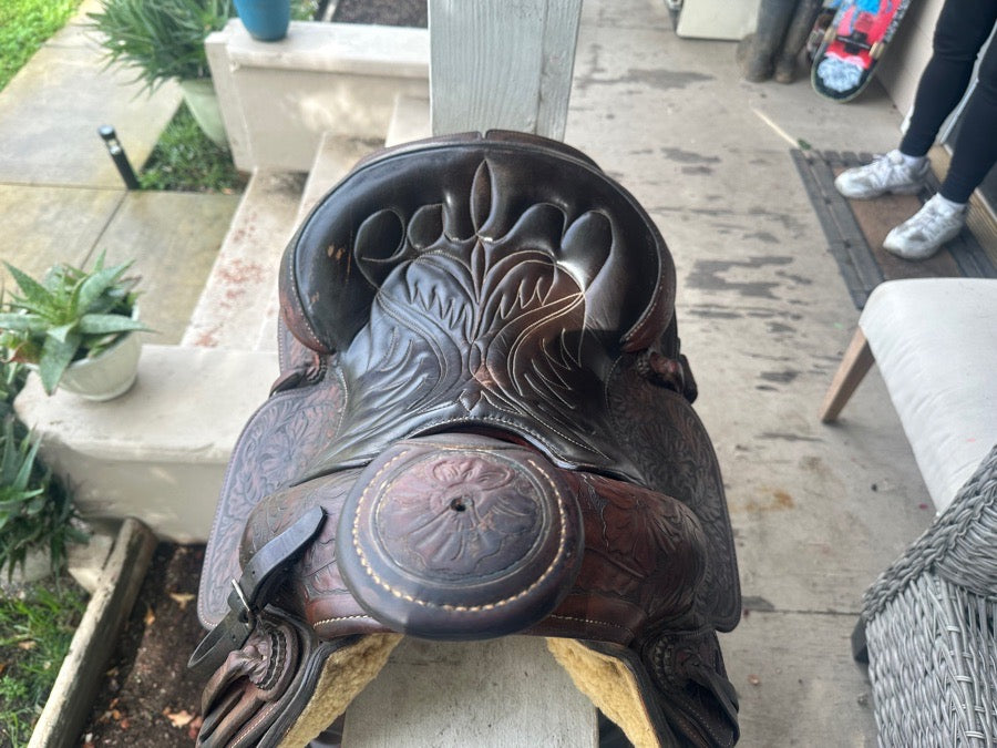 Custom-made, western saddle