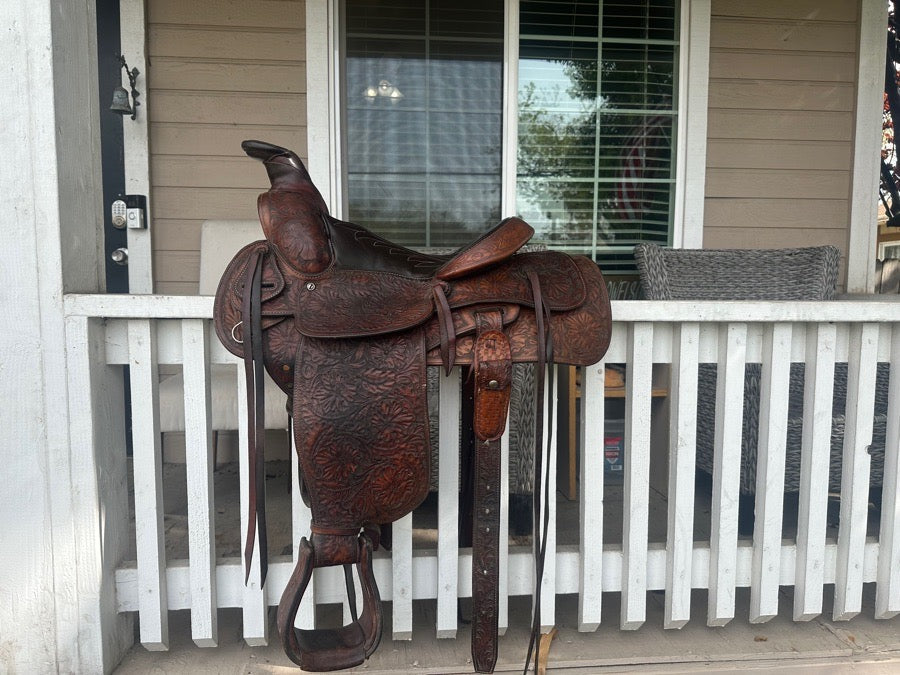 Custom-made, western saddle
