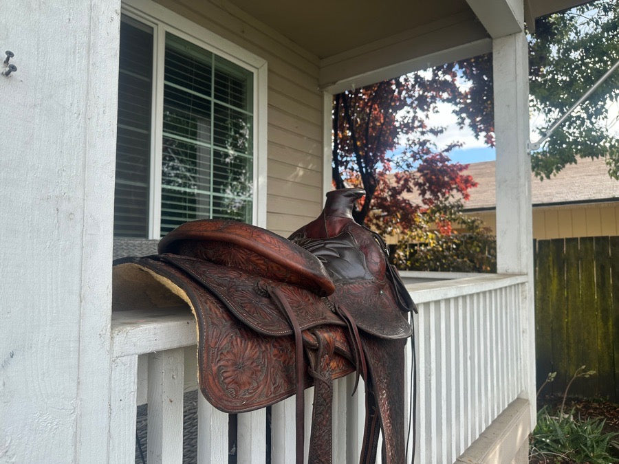 Custom-made, western saddle