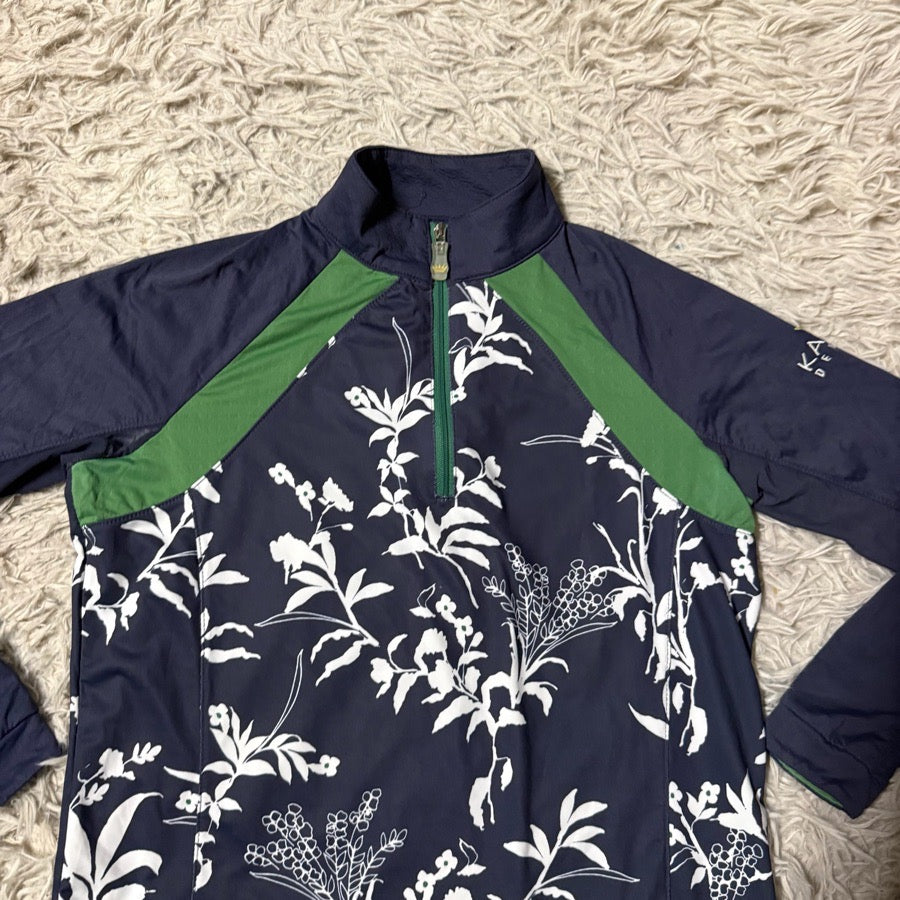 KASTEL DENMARK Girl’s Large Blue Floral Pattern Kastel Long Sleeve Horseback Riding Sunshirt (2)