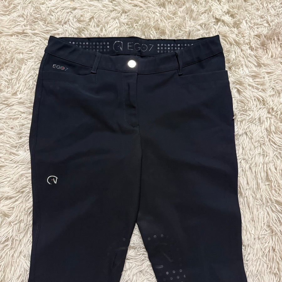Women’s Size IT46 Navy Ego 7 Knee Patch Horseback Riding Breeches