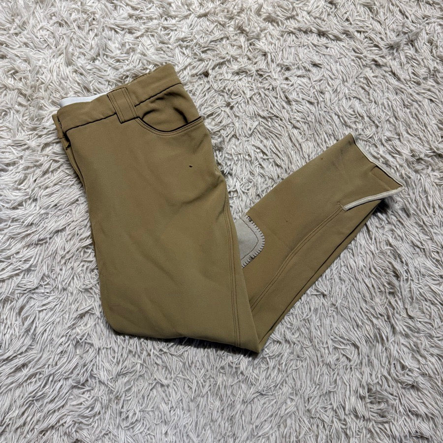 Women’s Size 34 Tan Sarm Hippique Knee Patch Horseback Riding Breeches. Good Con