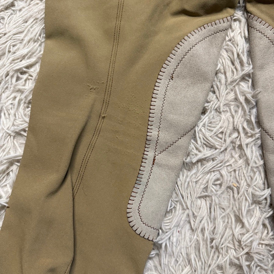 Women’s Size 34 Tan Sarm Hippique Knee Patch Horseback Riding Breeches. Good Con