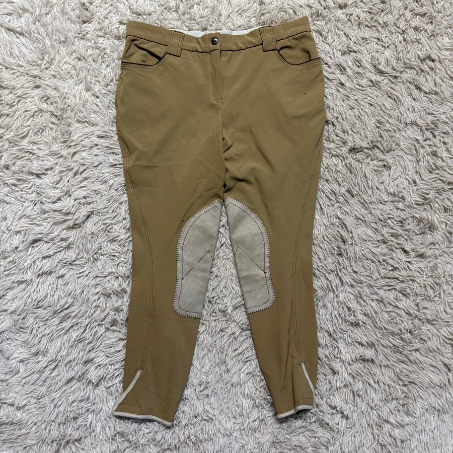 Women’s Size 34 Tan Sarm Hippique Knee Patch Horseback Riding Breeches. Good Con