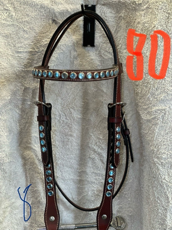 Blue rhinestone headstall