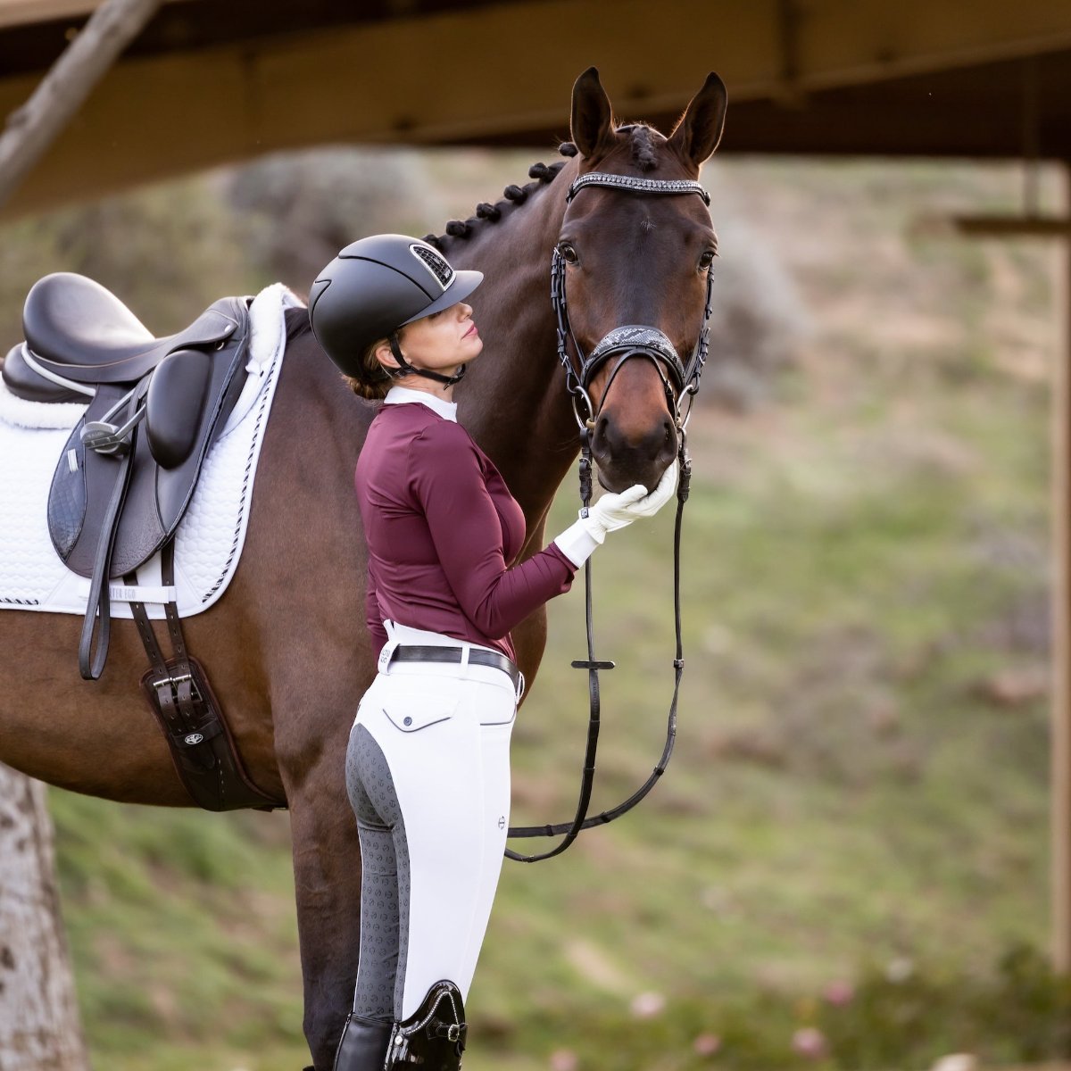 Perfection 2.0 High Waisted Show Breeches - White with Grey Seat