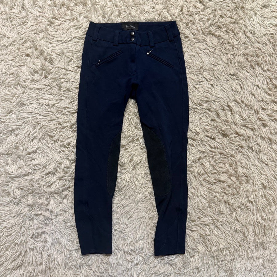 Women’s Size 26 Navy Free Rein Knee Patch Horseback Riding Breeches. Good Cond.