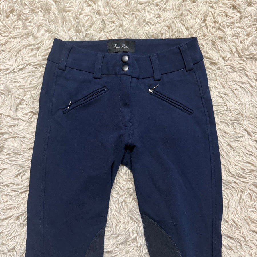 Women’s Size 26 Navy Free Rein Knee Patch Horseback Riding Breeches. Good Cond.