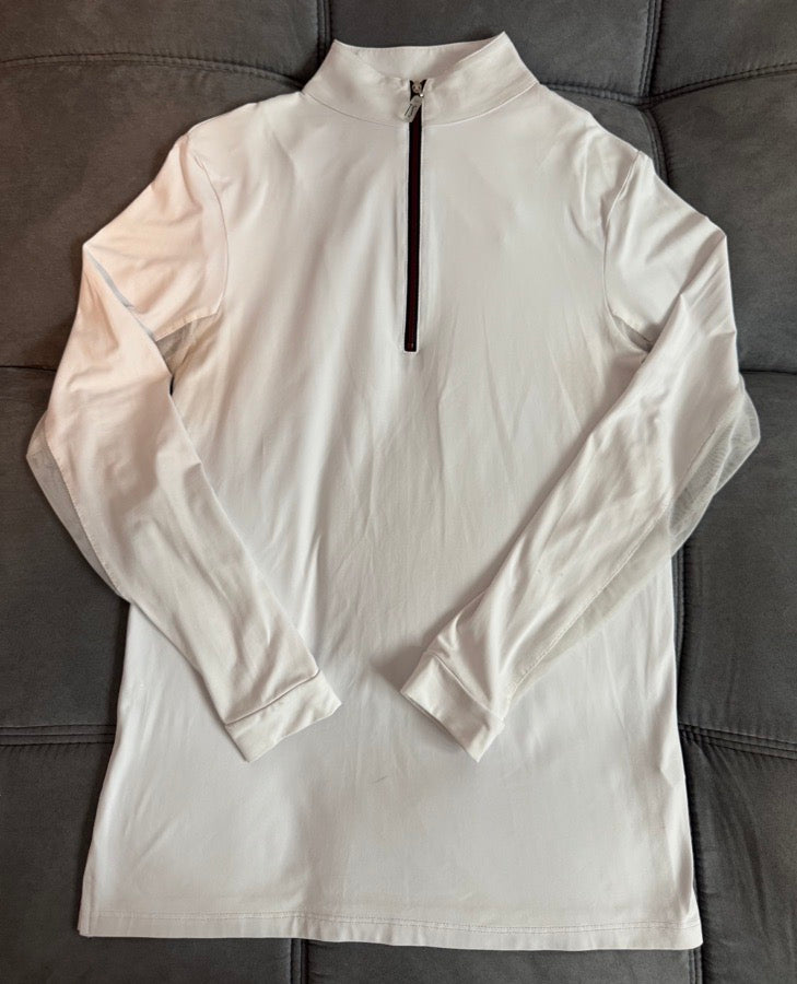 THE TAILORED SPORTSMAN Tailored Sportsman White Sunshirt Quarter zip riding shirt, size XS