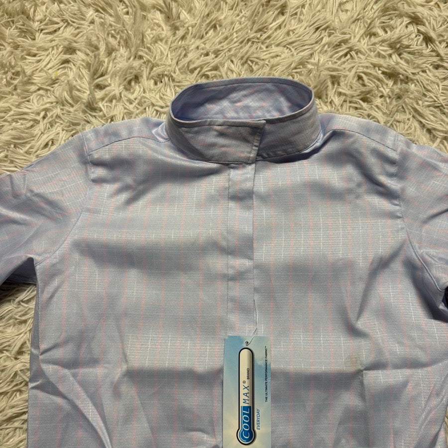 New Girl’s Size 14 Blue Tailored Sportsman Long Sleeve Horse Riding Show Shirt