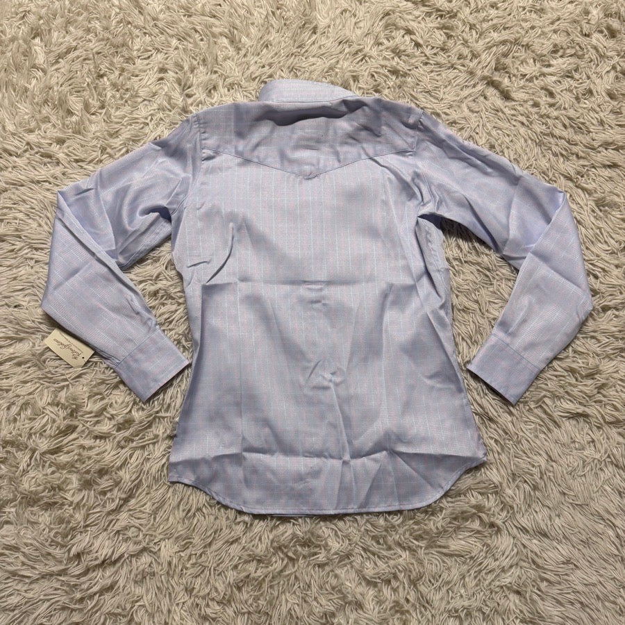 New Girl’s Size 14 Blue Tailored Sportsman Long Sleeve Horse Riding Show Shirt