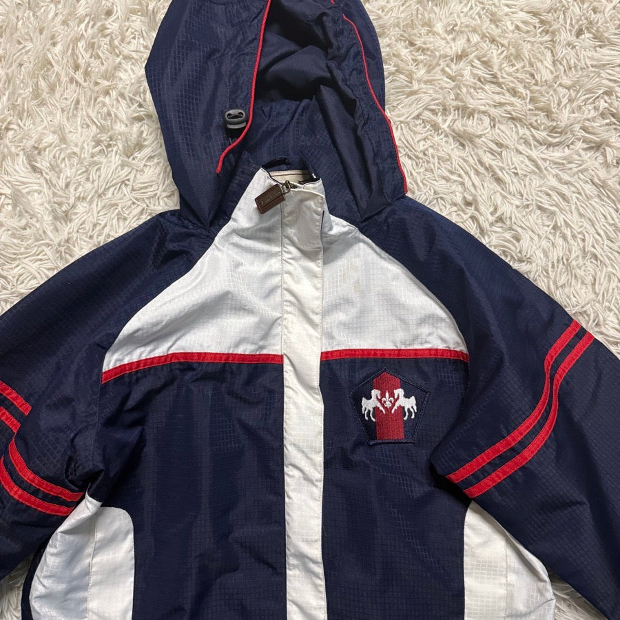 Women’s Medium Blue/White Equine Couture Horseback Riding Rain Jacket. Good Cond